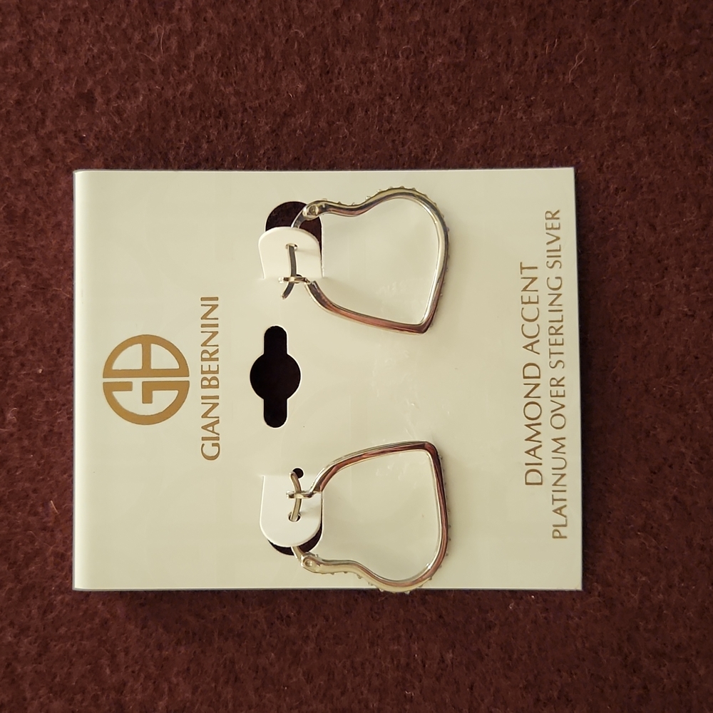 Giani Bernini Silver Diamond Accent Heart Hoop Earrings